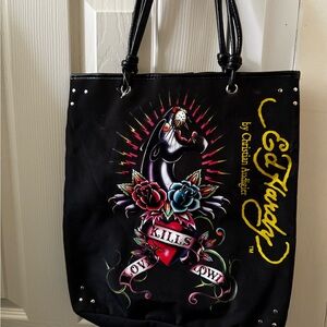 Ed Hardy Black Tote Bag NWOT